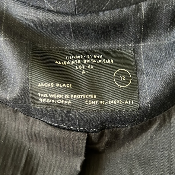 Allsaints spitalfields Heta Hunting Jacket and skirt suit in Navy plaid wool - Picture 9 of 10